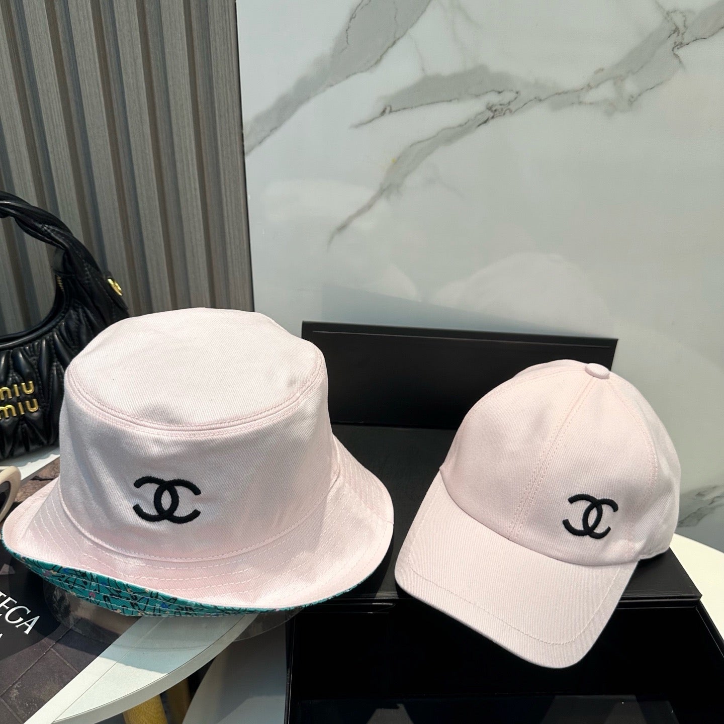 White, Black and Cream Hat