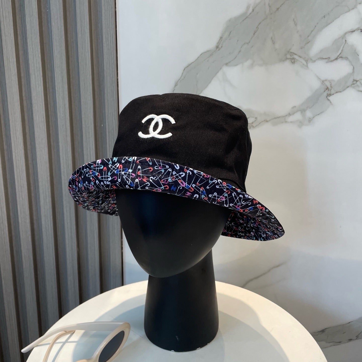 White, Black and Cream Hat