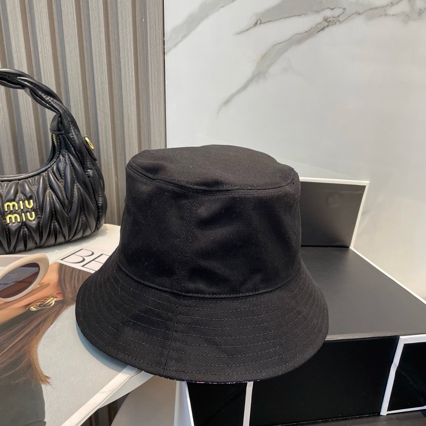 White, Black and Cream Hat