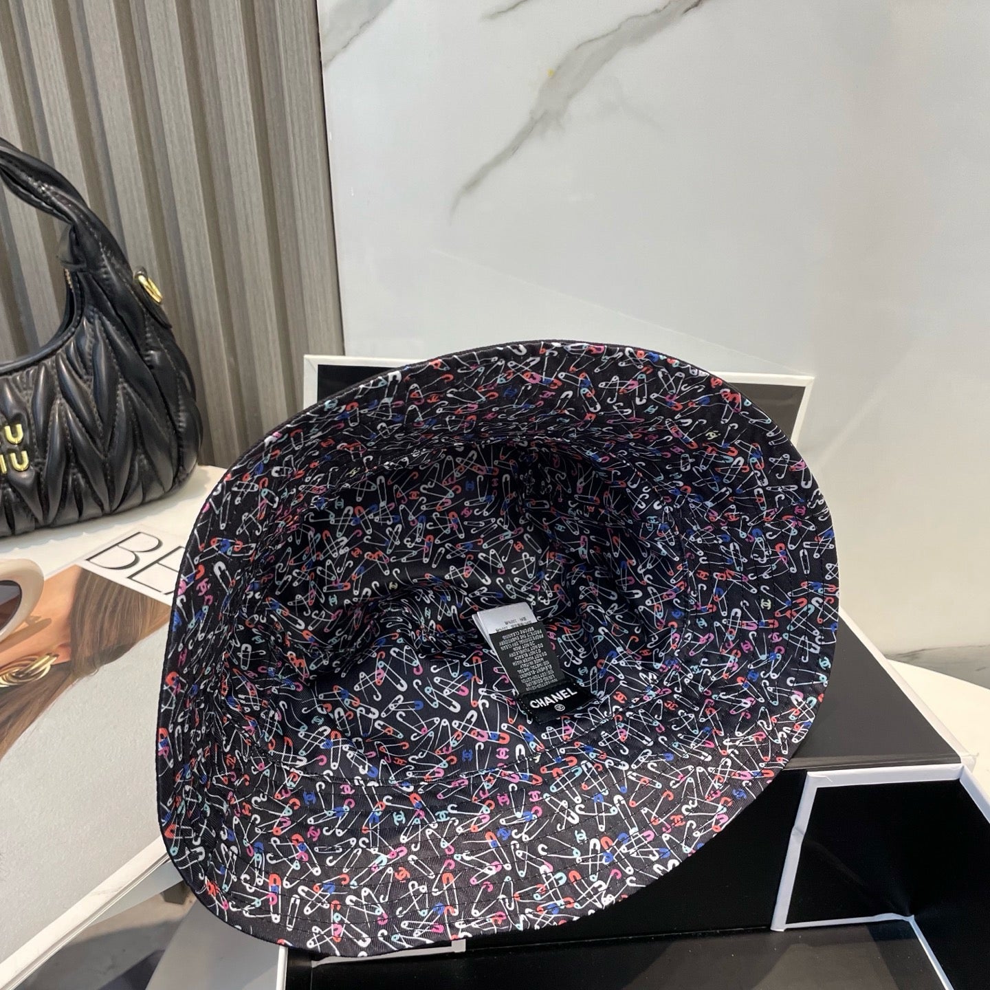 White, Black and Cream Hat