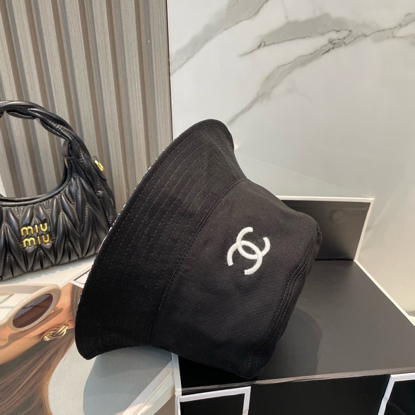 White, Black and Cream Hat