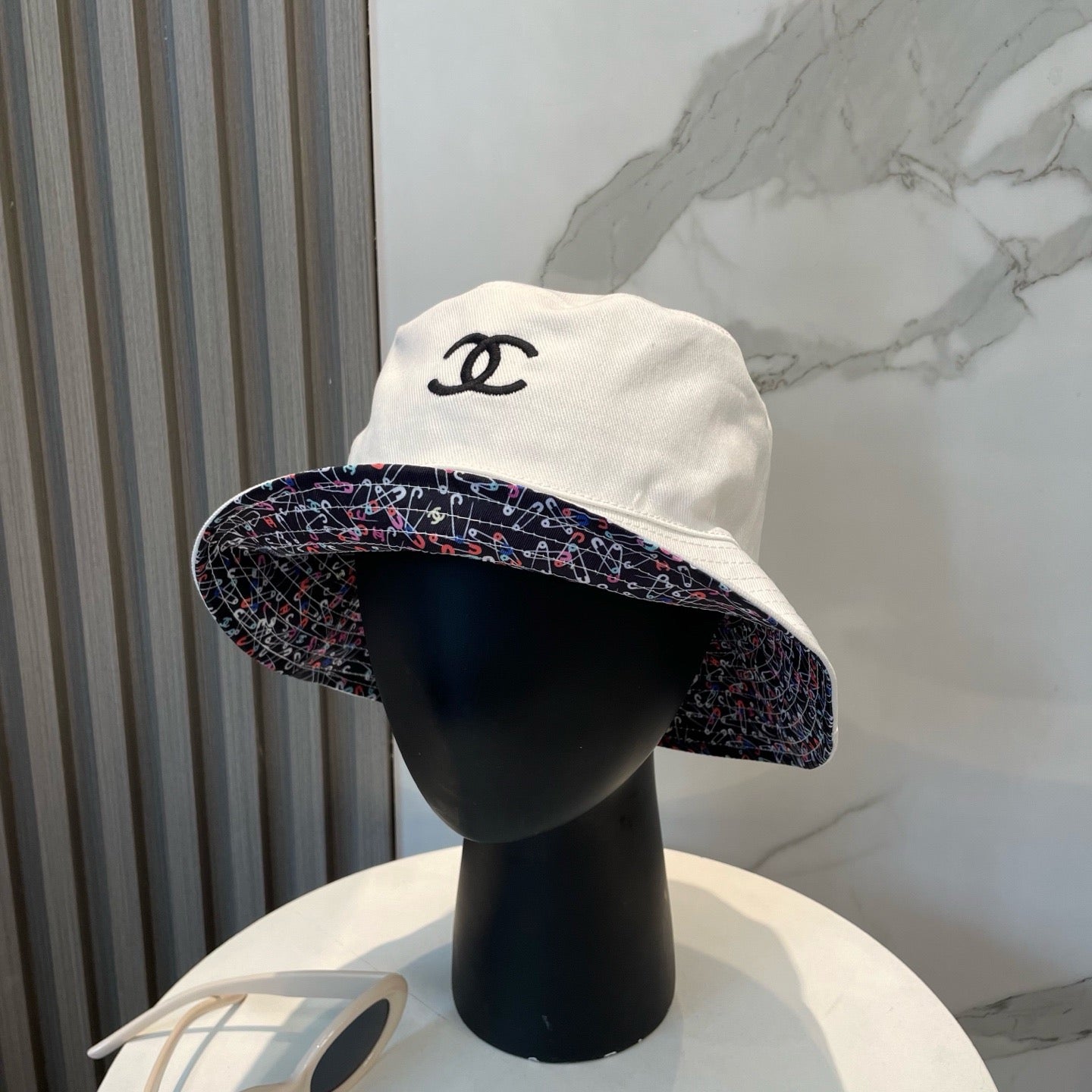 White, Black and Cream Hat