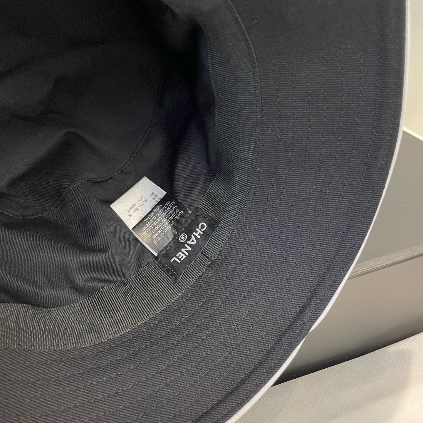 White, Navy blue and Black Hat