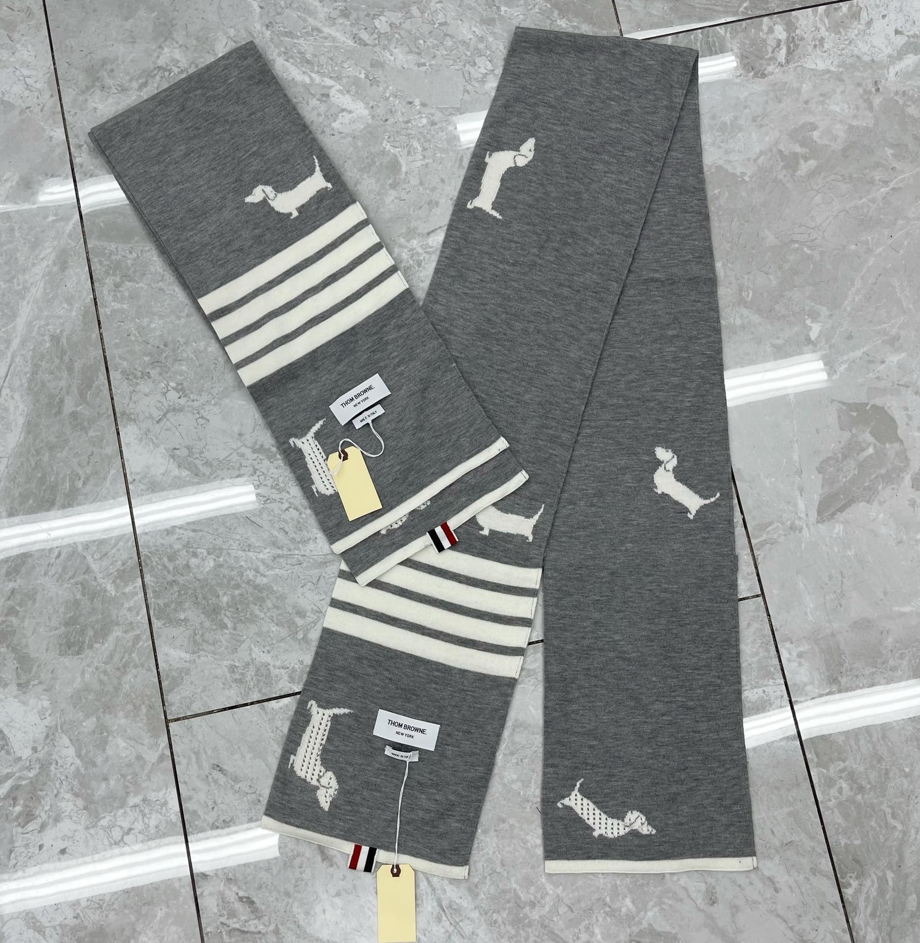 Grey, White and Blue Scarf