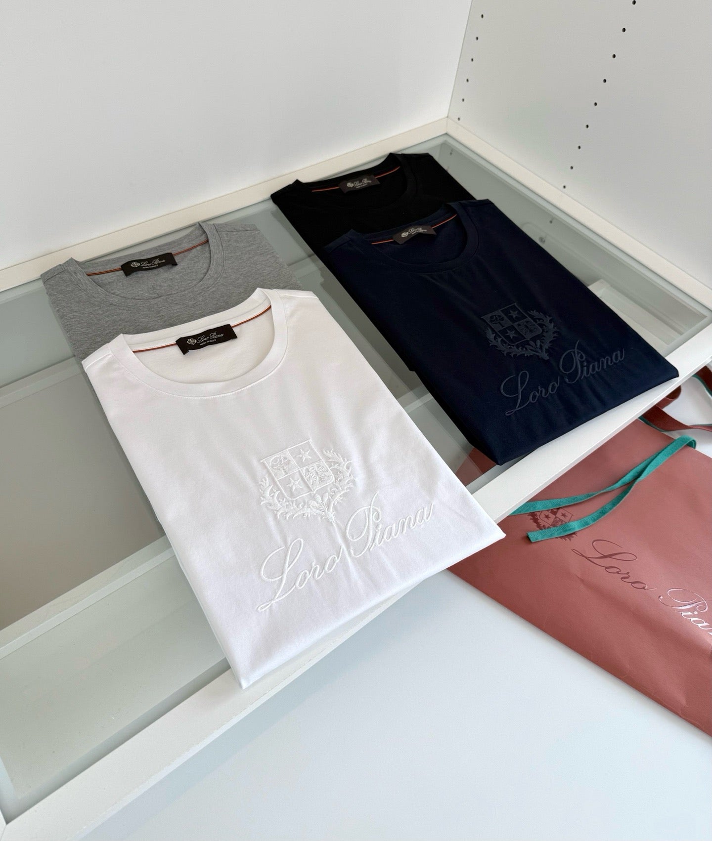 Black, Blue, Grey and White T-Shirt - FashionHype.xyz