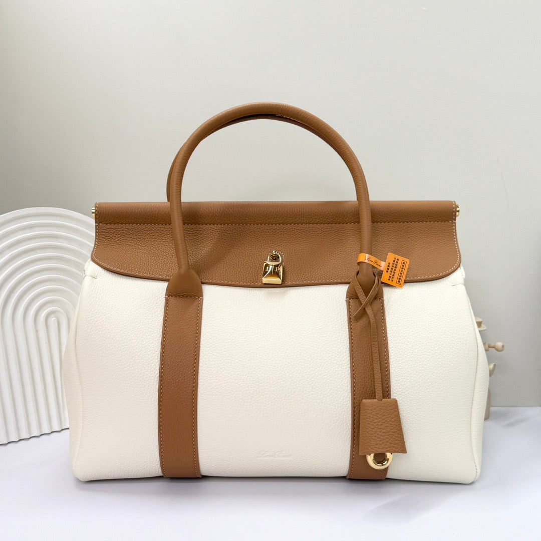 White brown and Dark green Bag