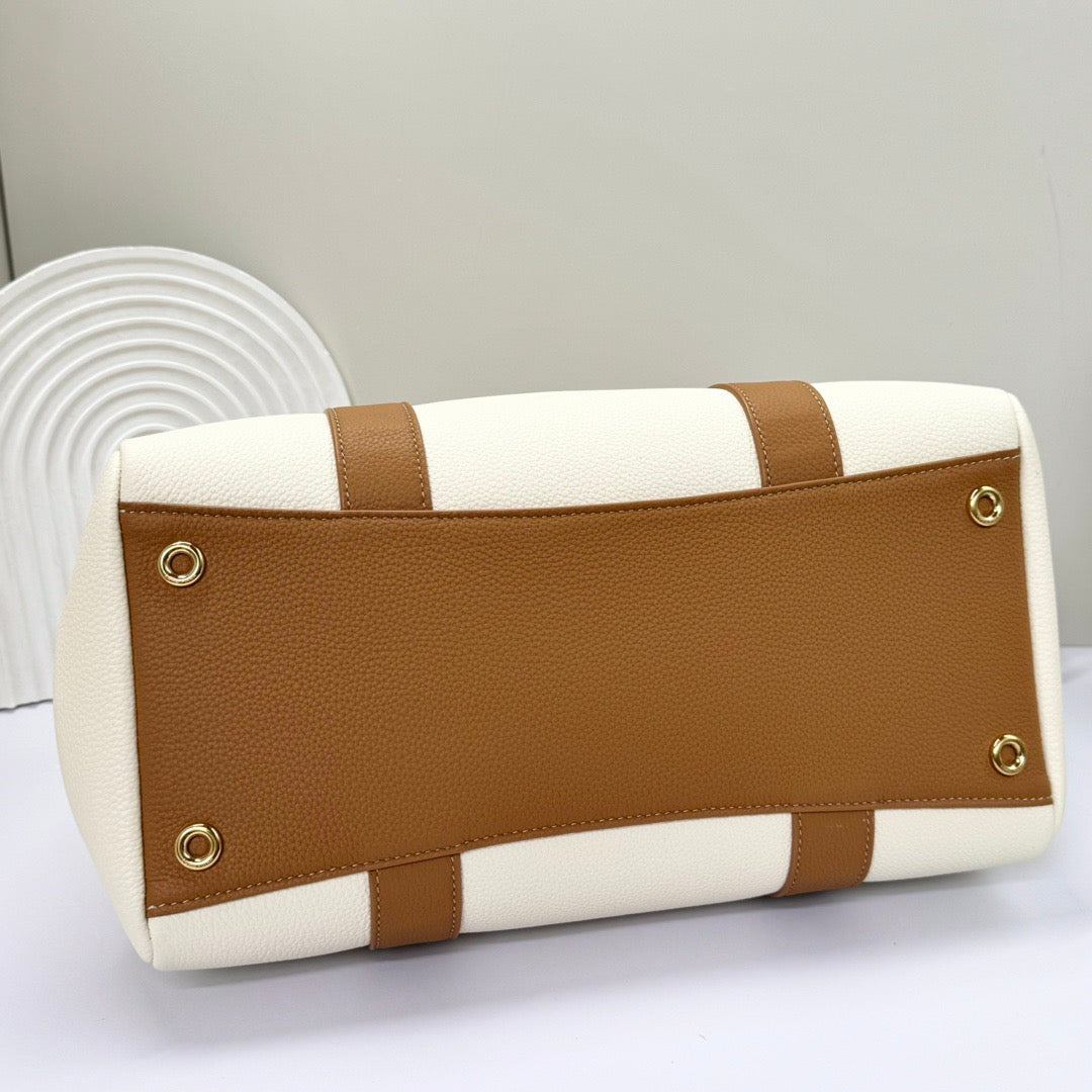 White brown and Dark green Bag