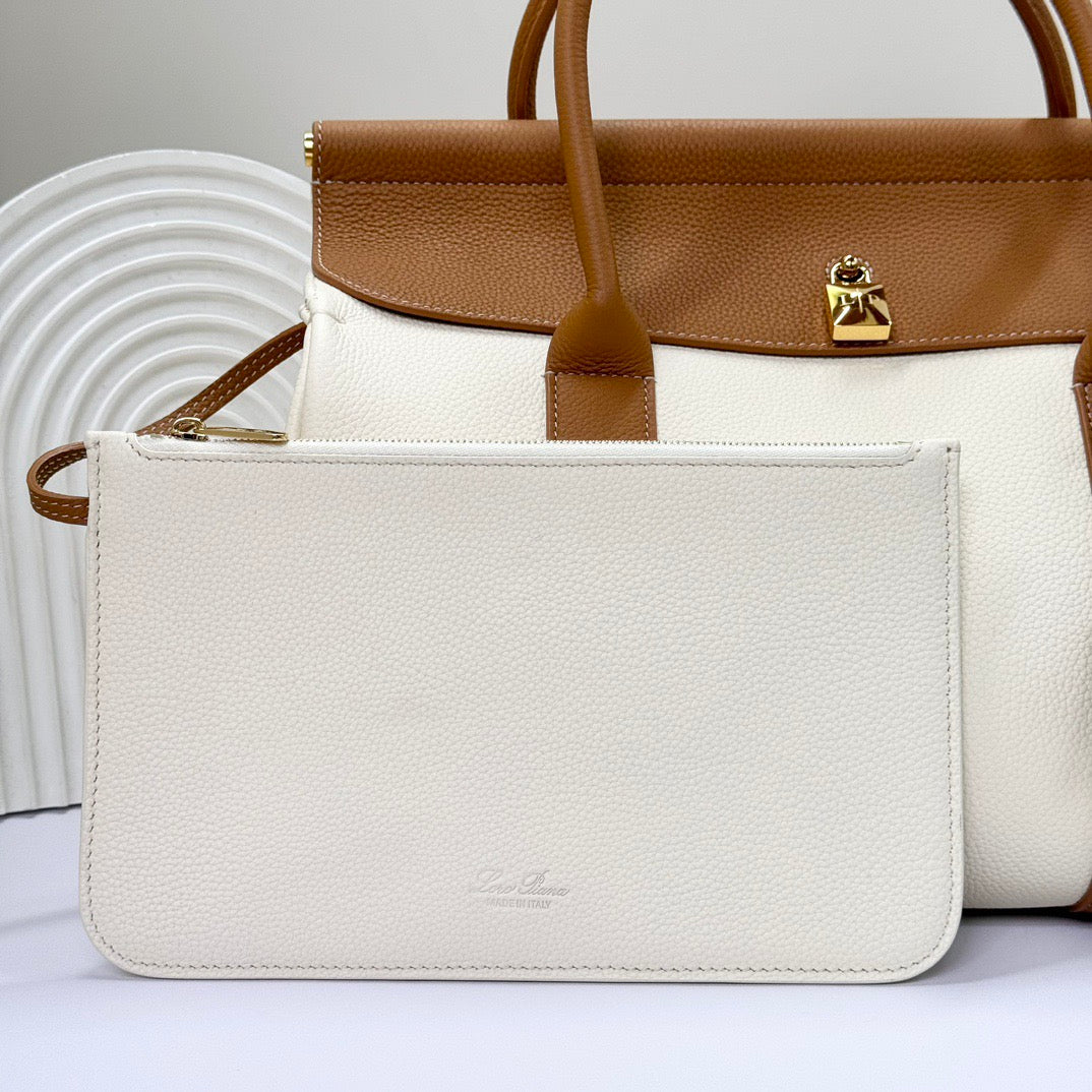 White brown and Dark green Bag