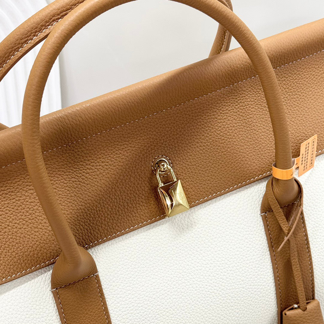 White brown and Dark green Bag