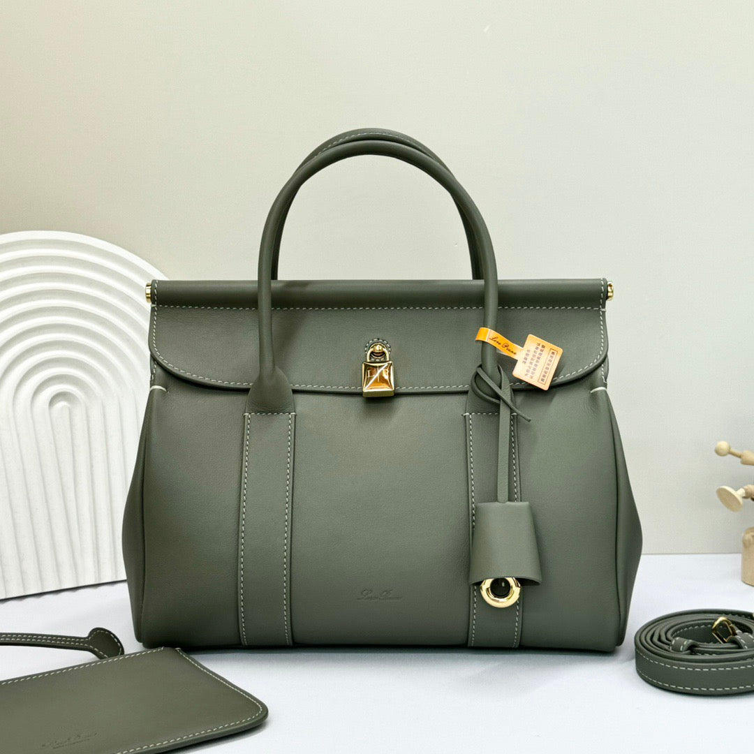 White brown and Dark green Bag