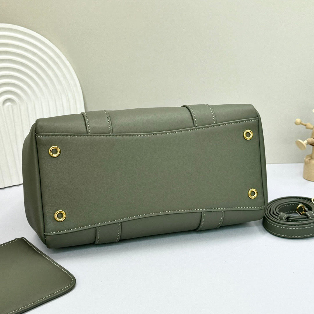 White brown and Dark green Bag
