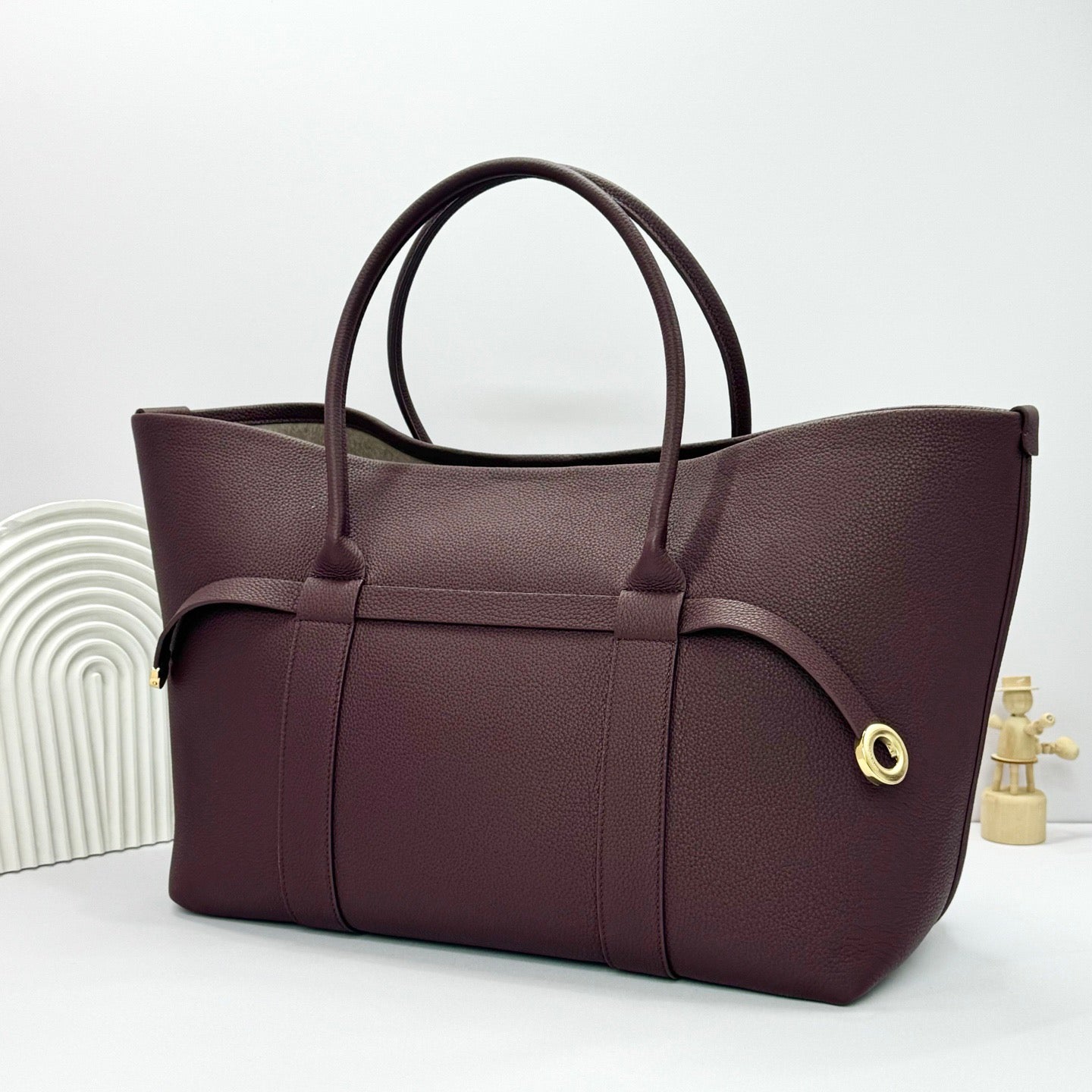 Taupe, Black and Burgundy Bag
