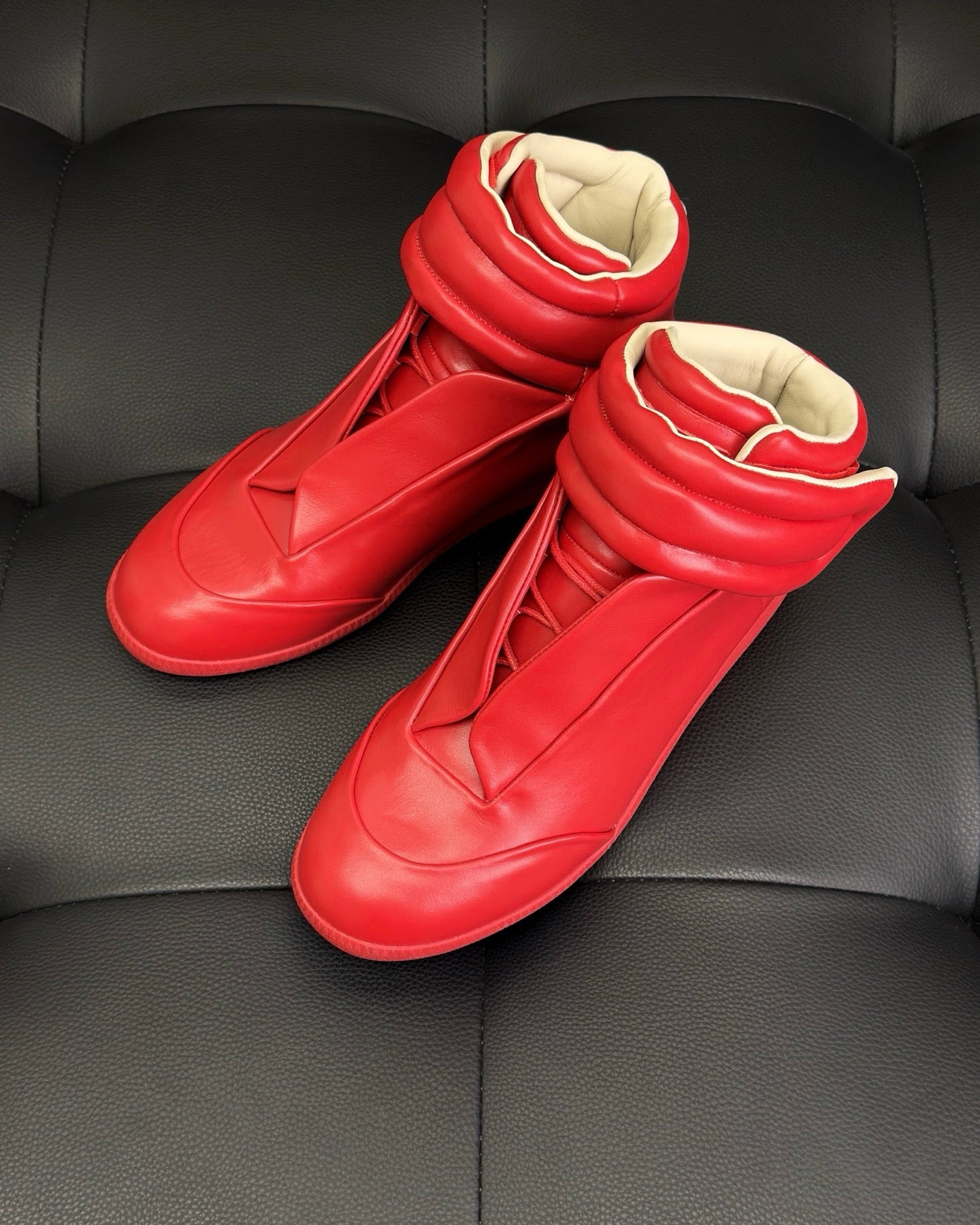 Blue, White, Red and Dark grey Shoes