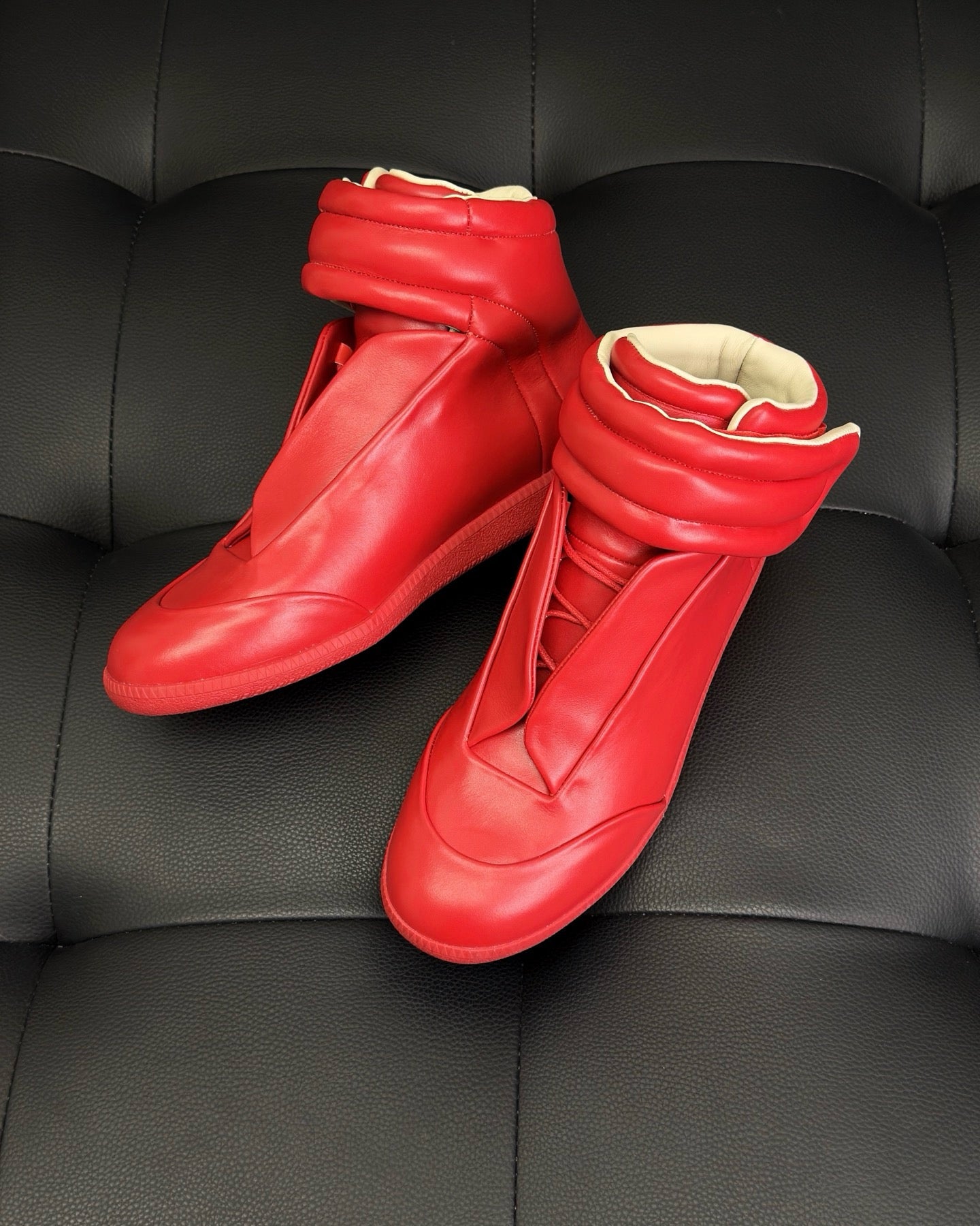 Blue, White, Red and Dark grey Shoes