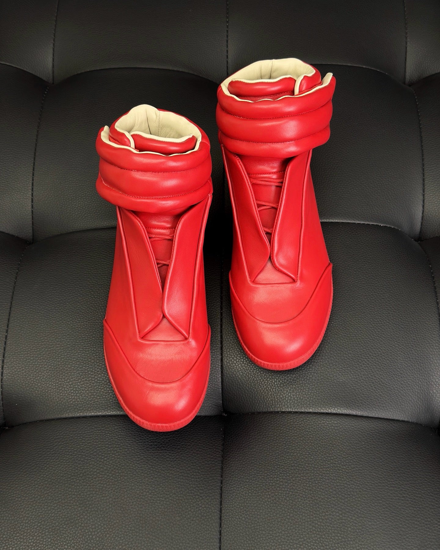 Blue, White, Red and Dark grey Shoes