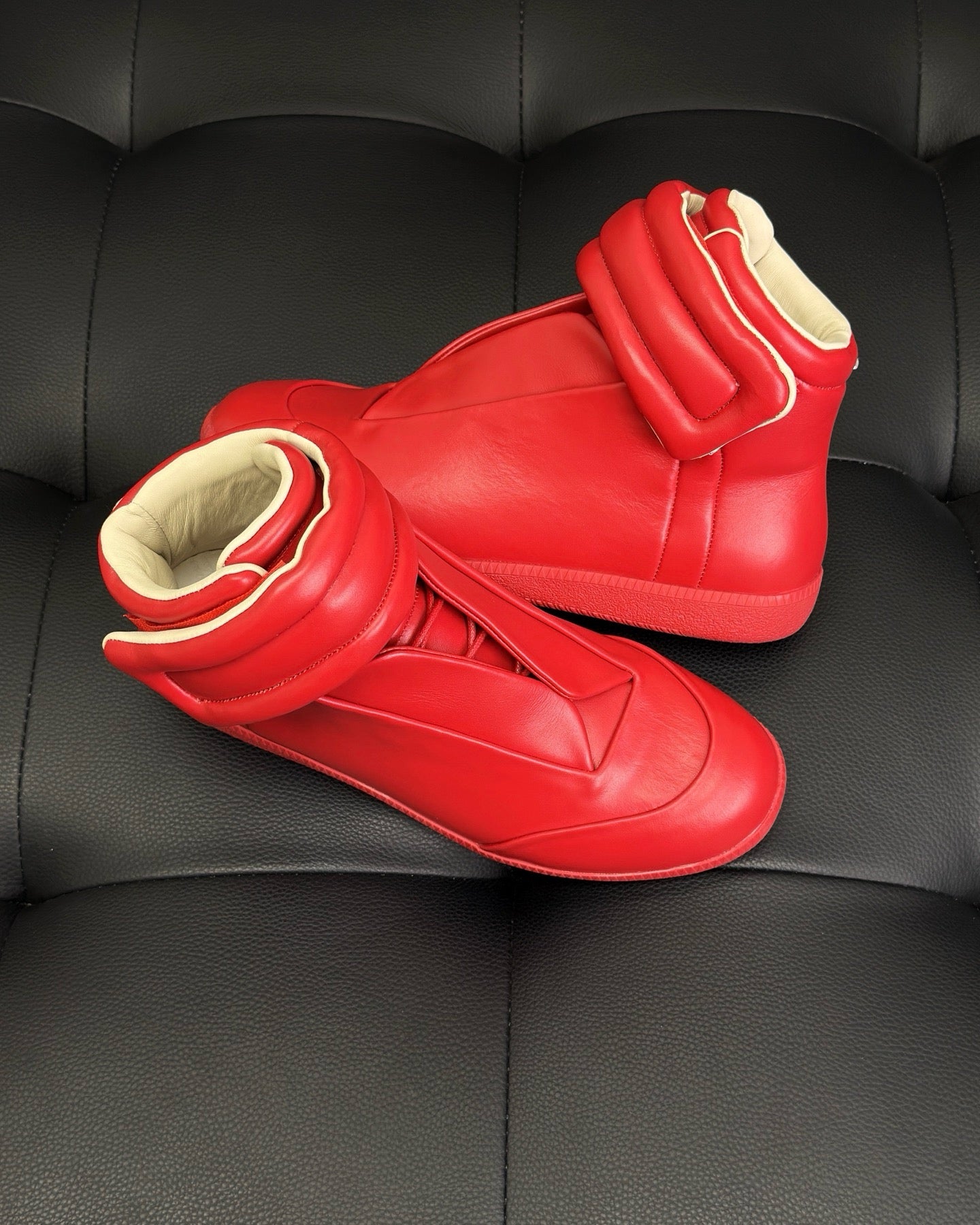 Blue, White, Red and Dark grey Shoes