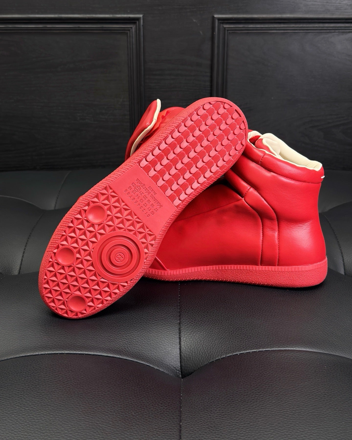 Blue, White, Red and Dark grey Shoes