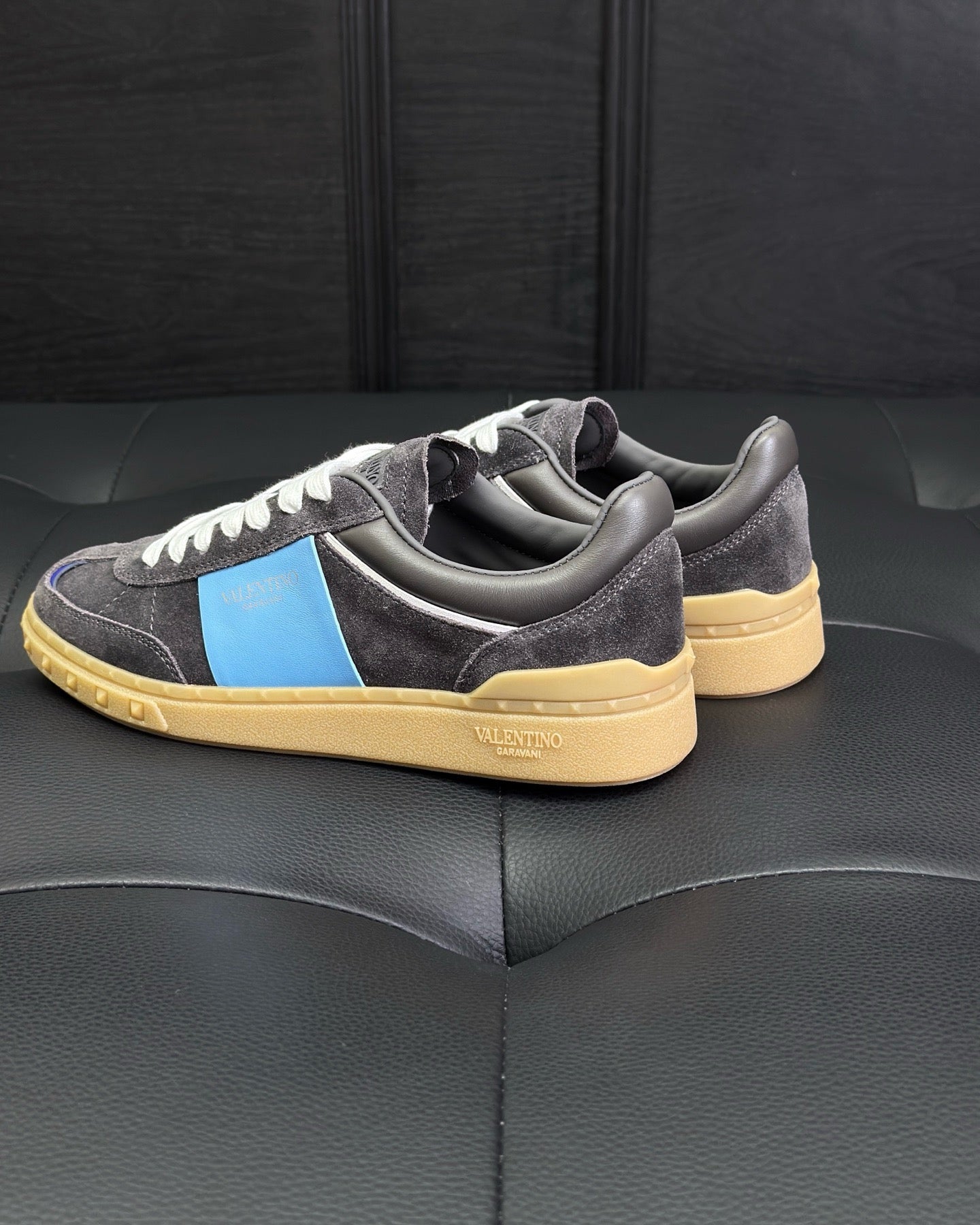 White grey and Black blue Shoes