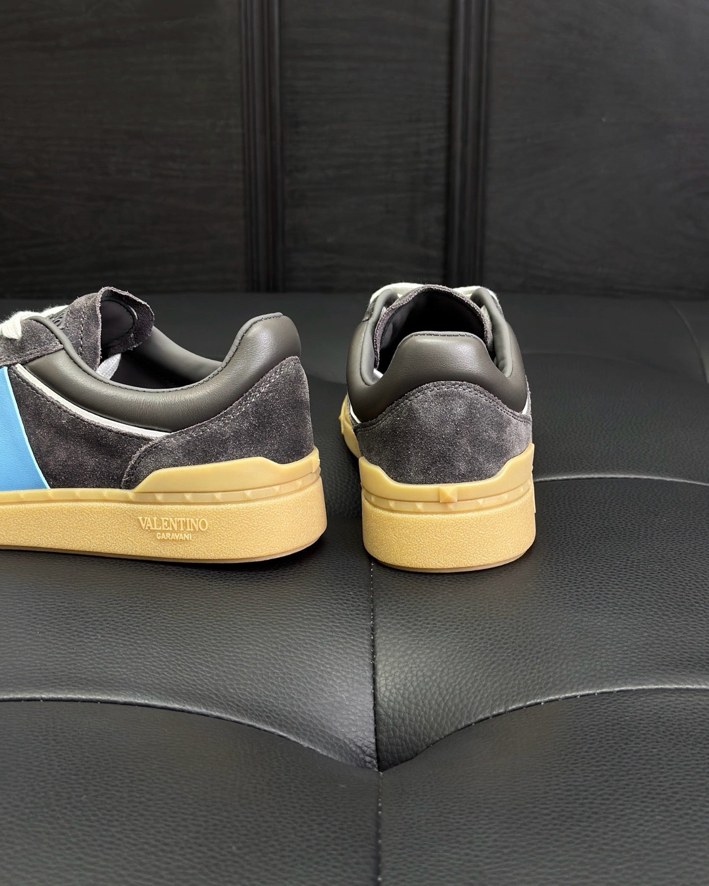 White grey and Black blue Shoes