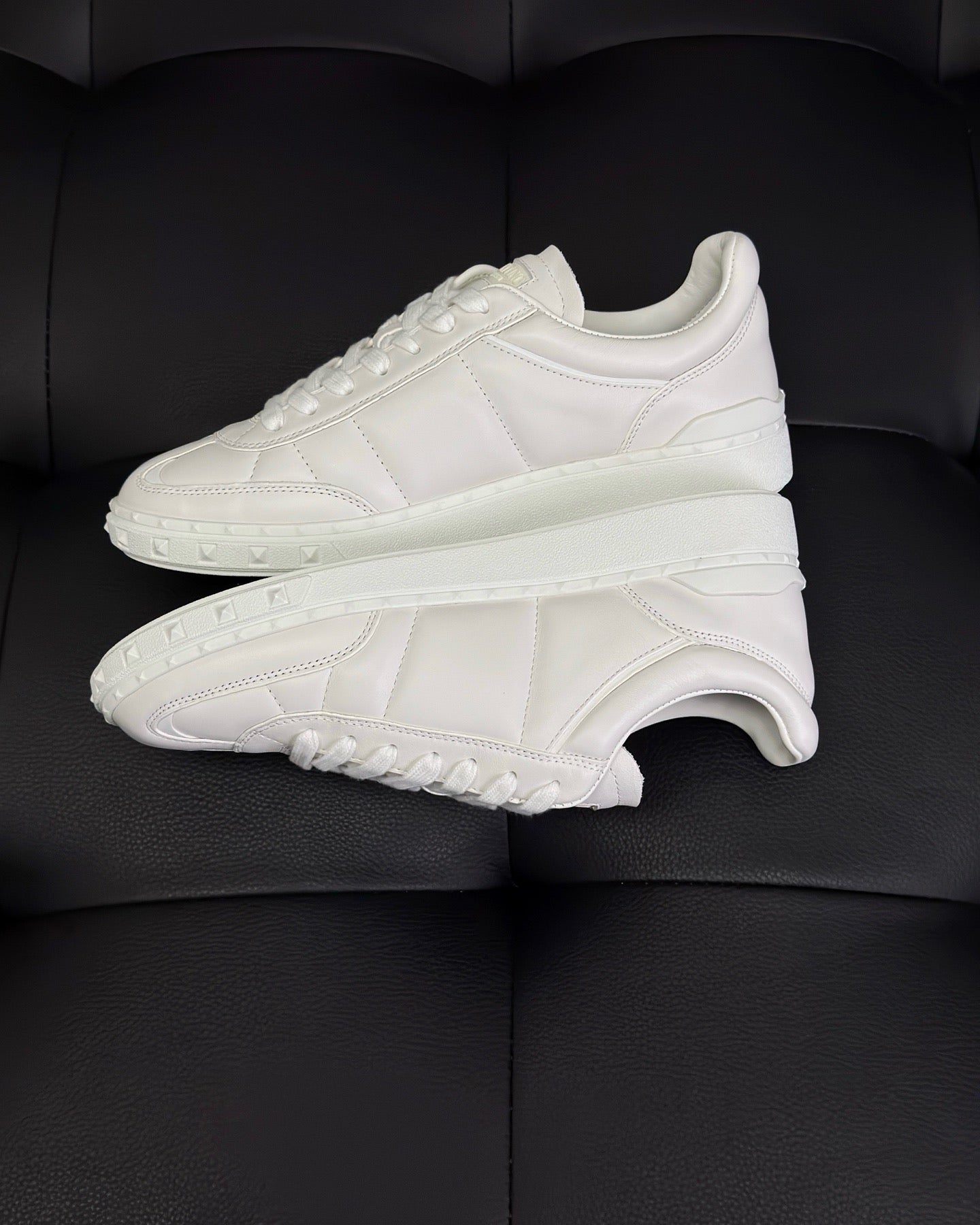 Black white and White Shoes