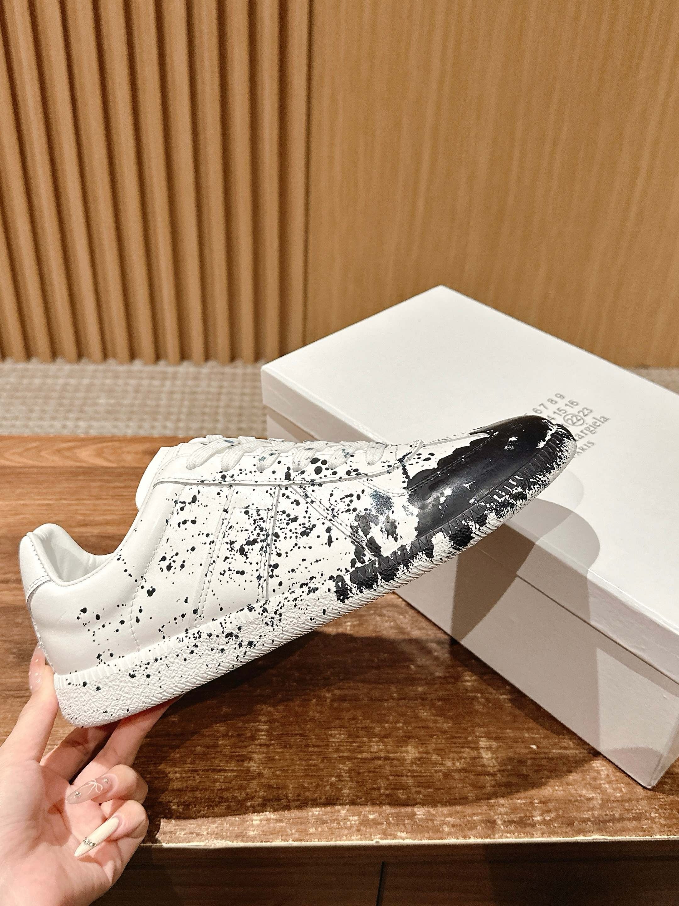 Black white and Paint drop Shoes