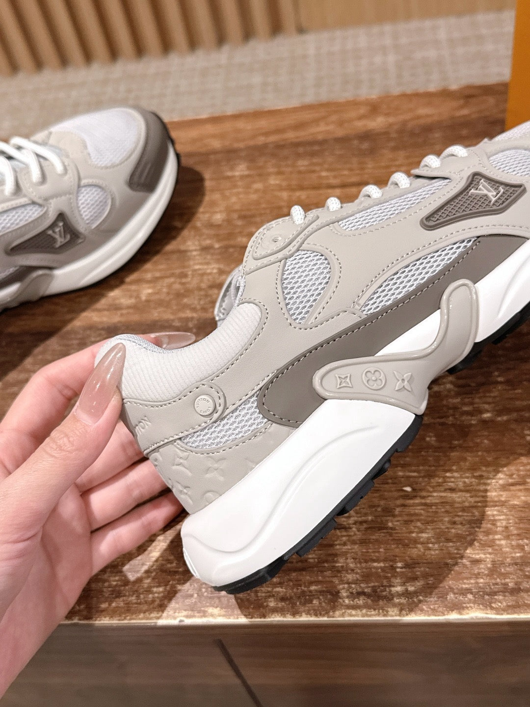 Pink white and Grey white Shoes