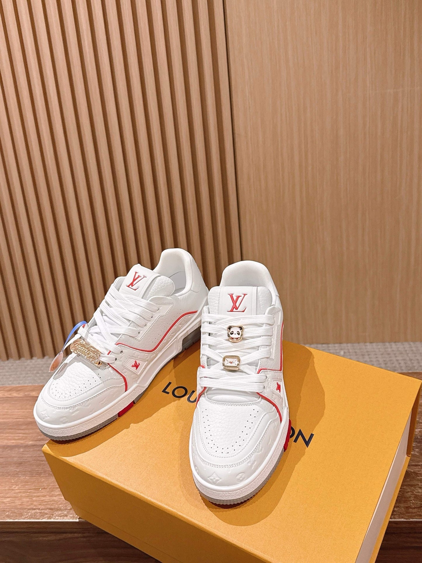 White grey and White red Shoes