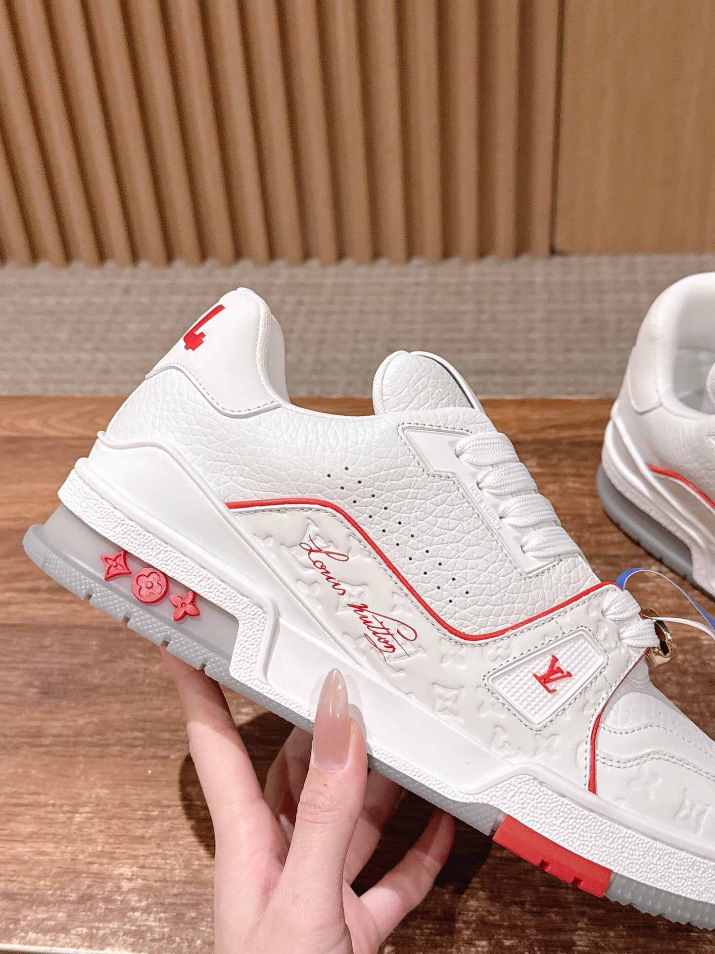 White grey and White red Shoes