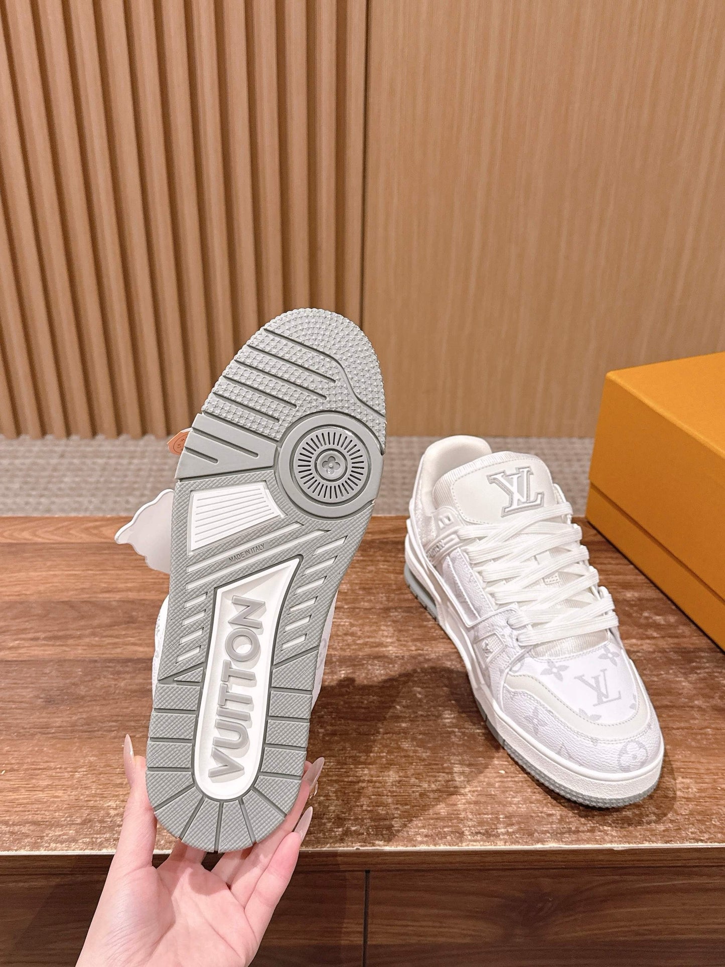 White grey and White brown Shoes