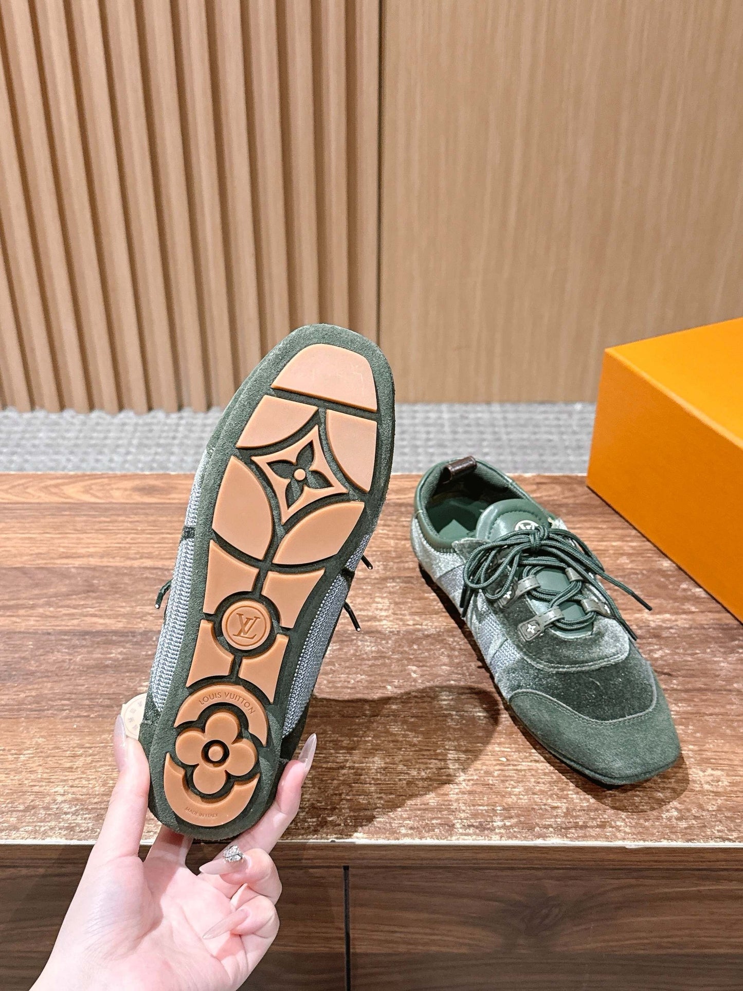 Red, Dark green and Black Shoes