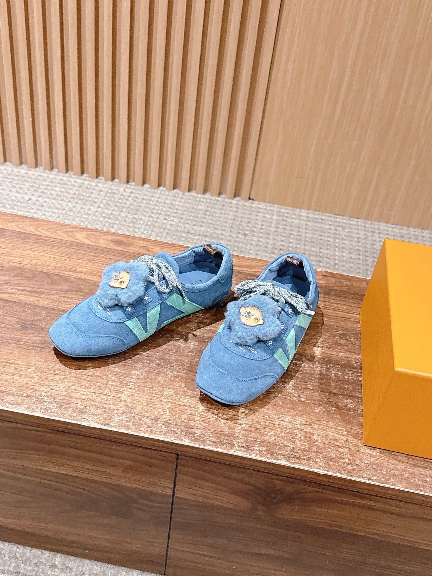 Blue and White Shoes