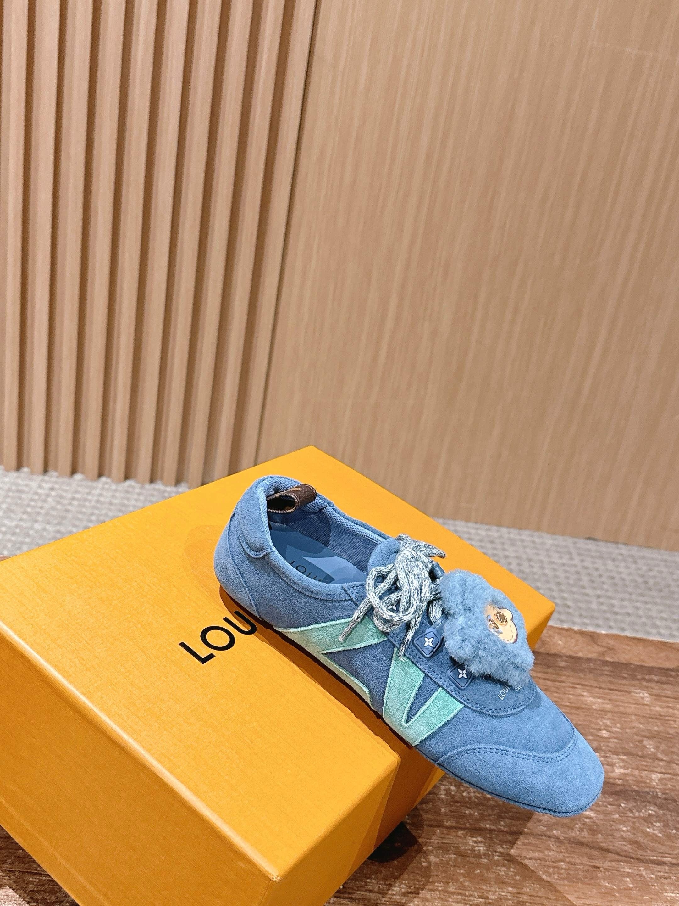 Blue and White Shoes