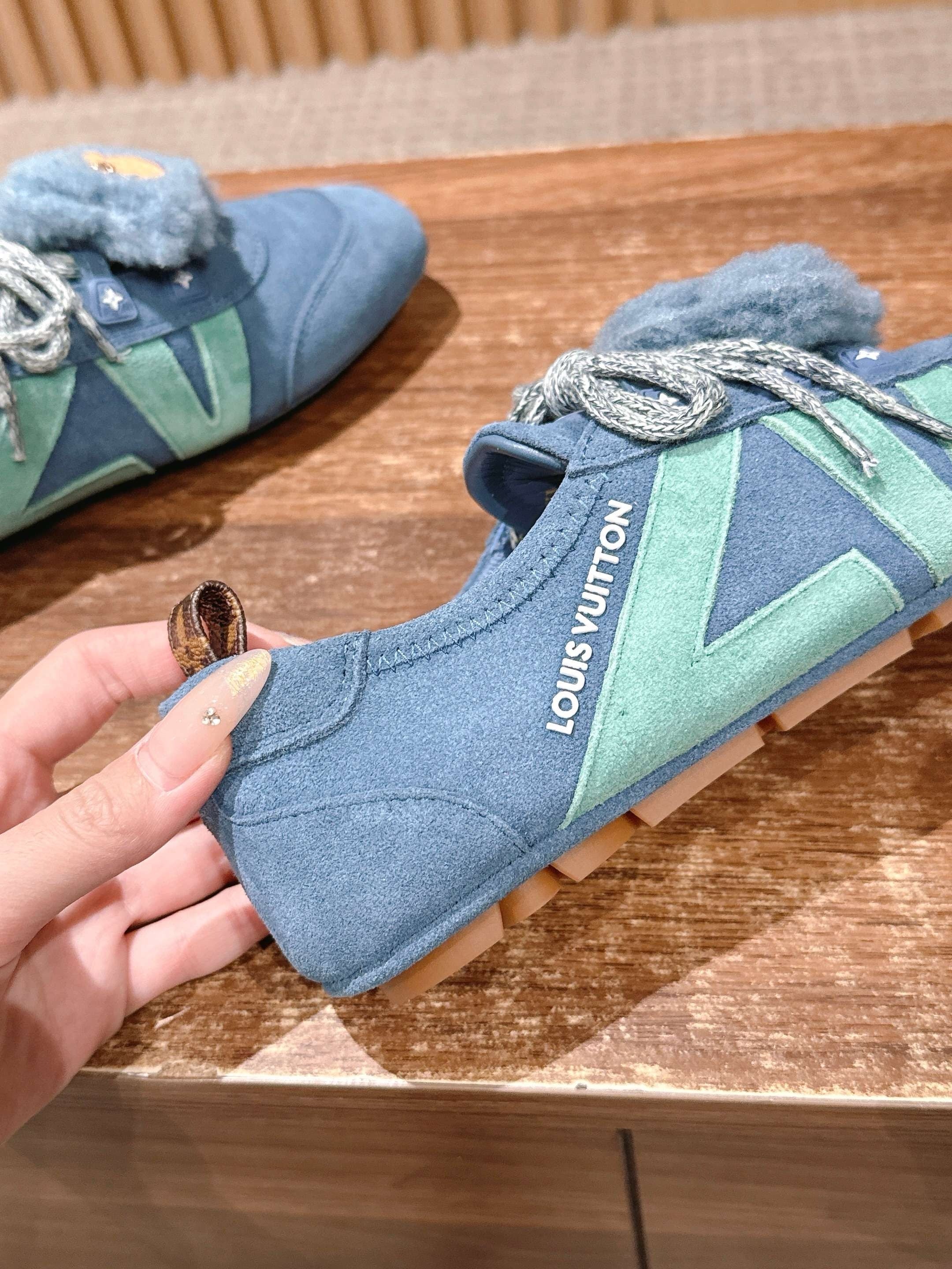 Blue and White Shoes