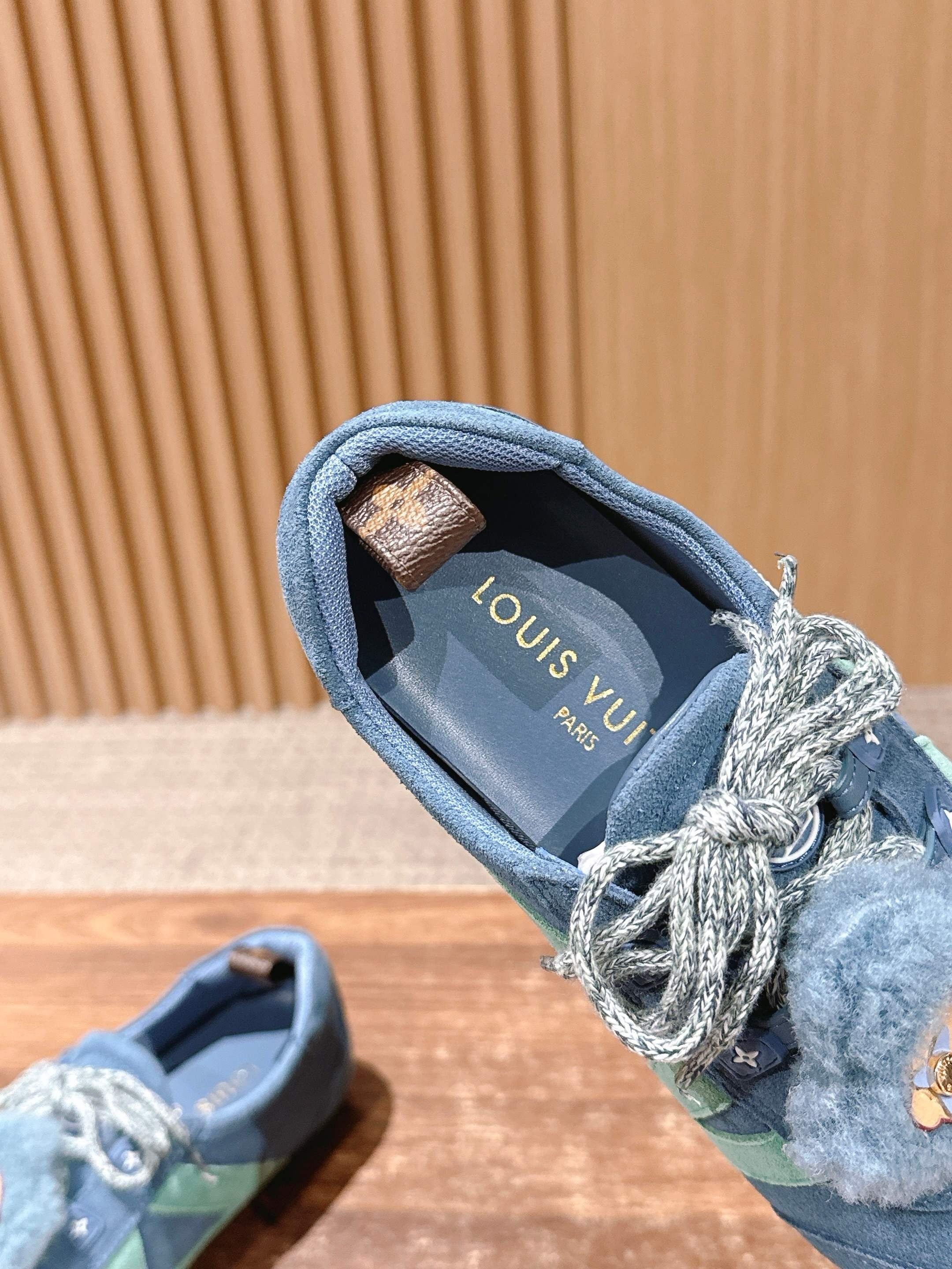 Blue and White Shoes