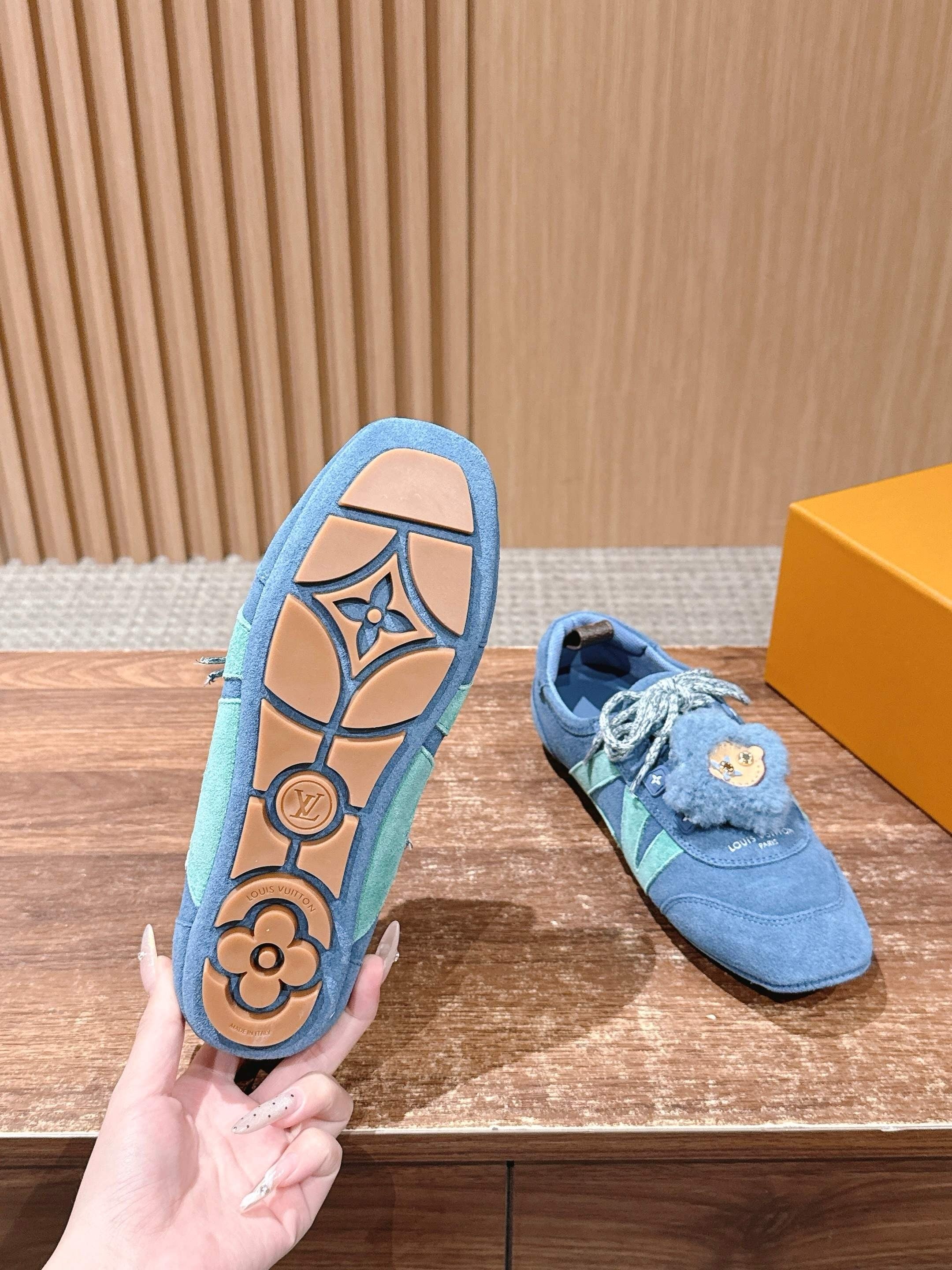 Blue and White Shoes