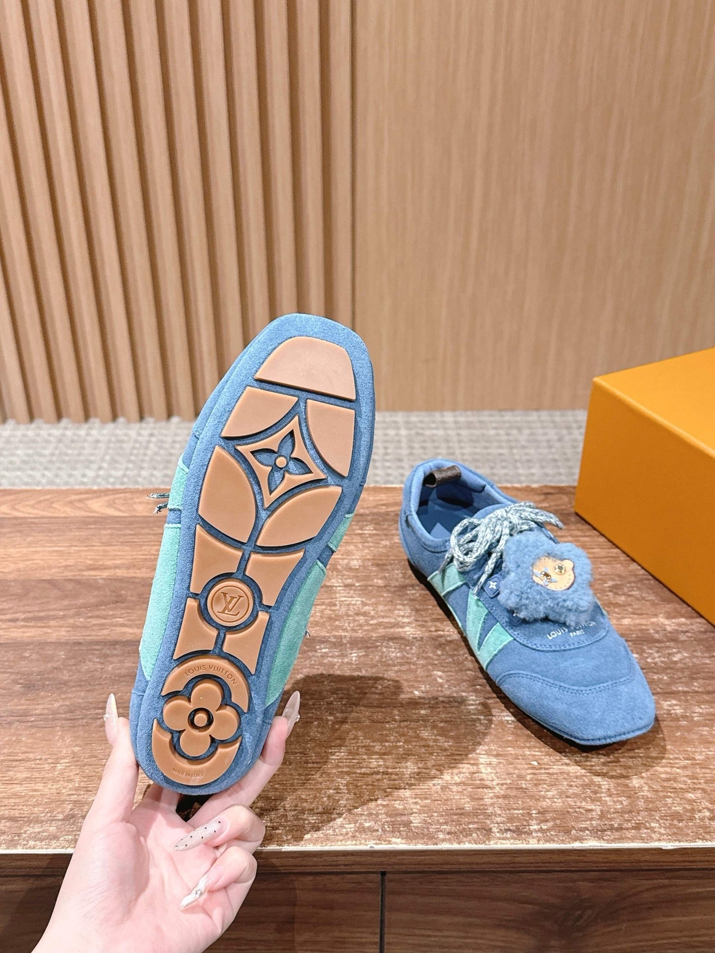 Blue and White Shoes