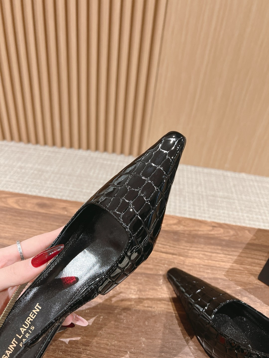 Brown, Croc Black and Black Shoes