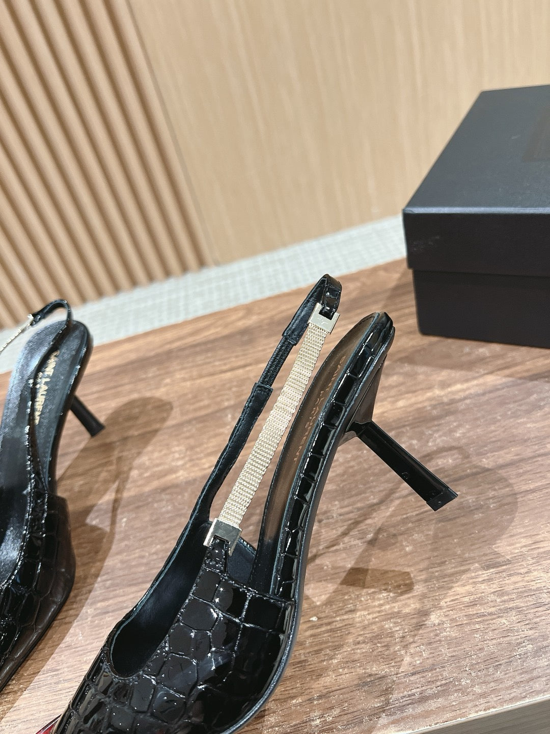 Brown, Croc Black and Black Shoes