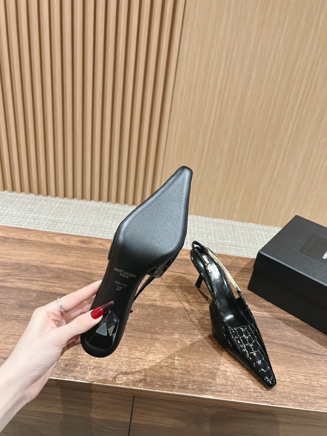 Brown, Croc Black and Black Shoes