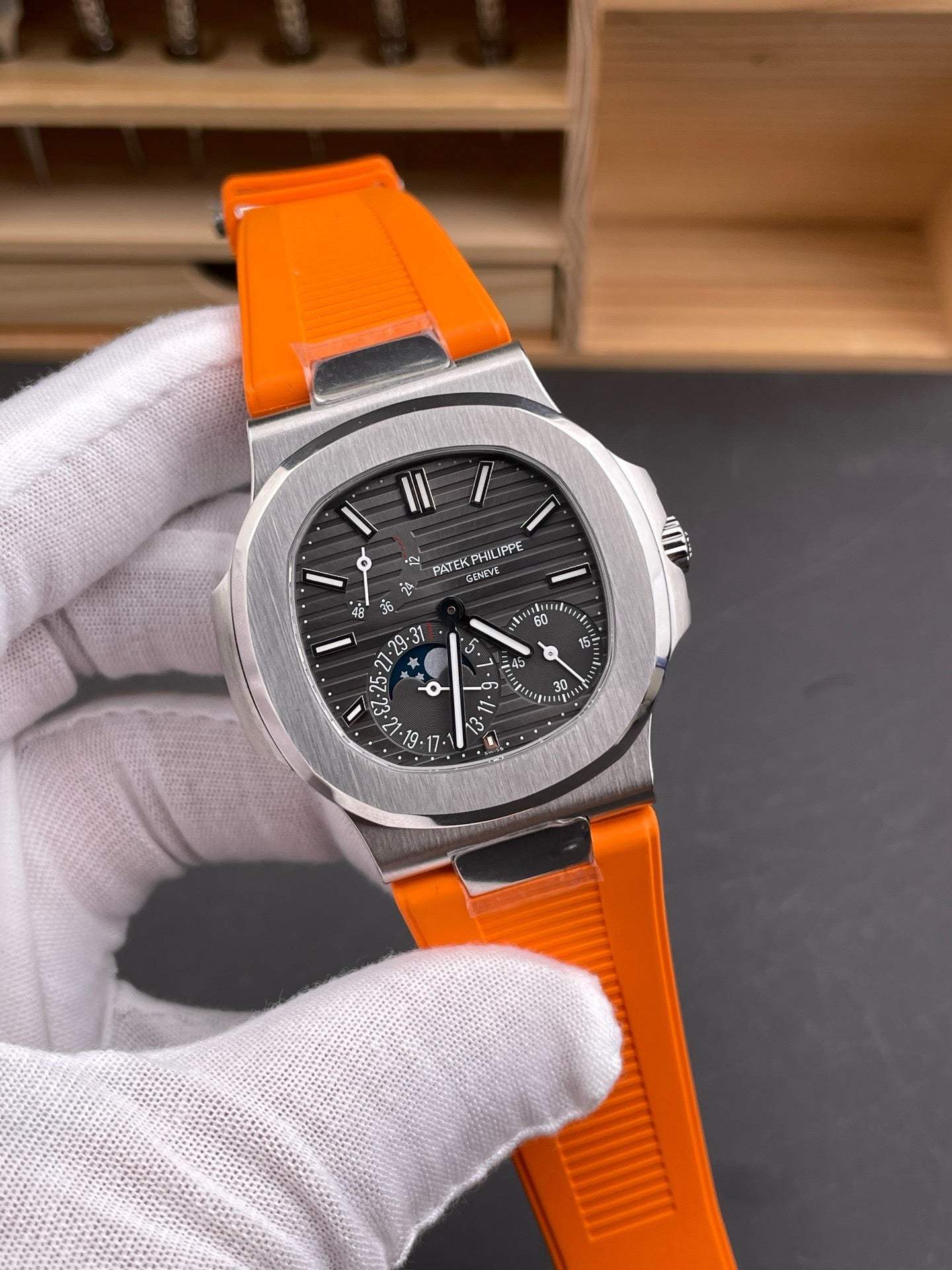Orange black silver and Black silver Watch