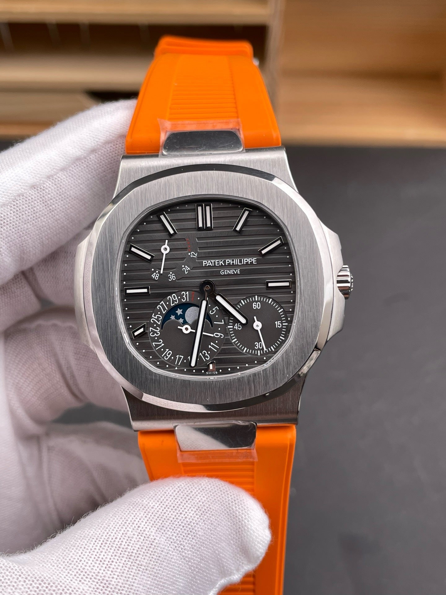 Orange black silver and Black silver Watch