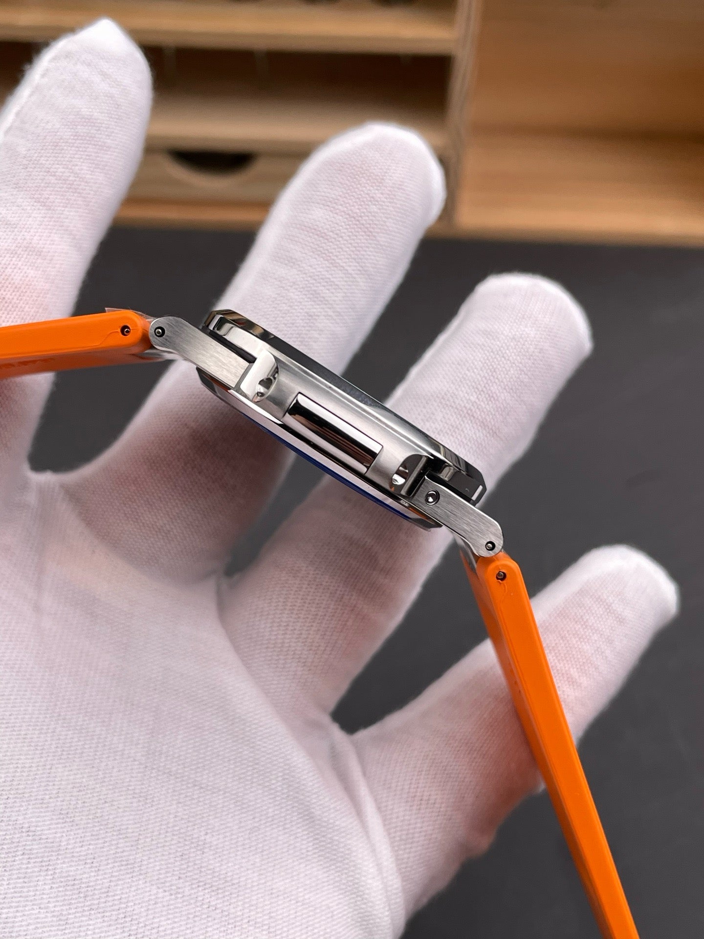 Orange black silver and Black silver Watch