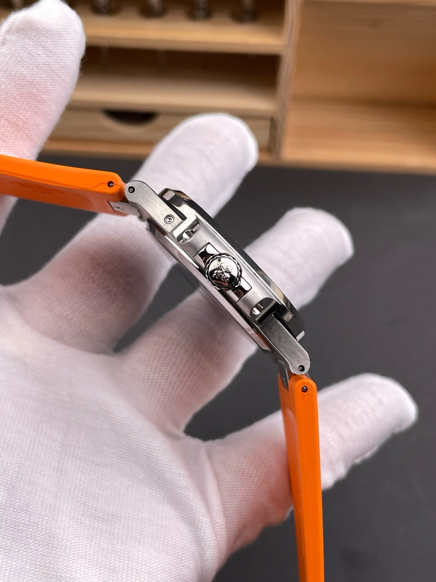 Orange black silver and Black silver Watch