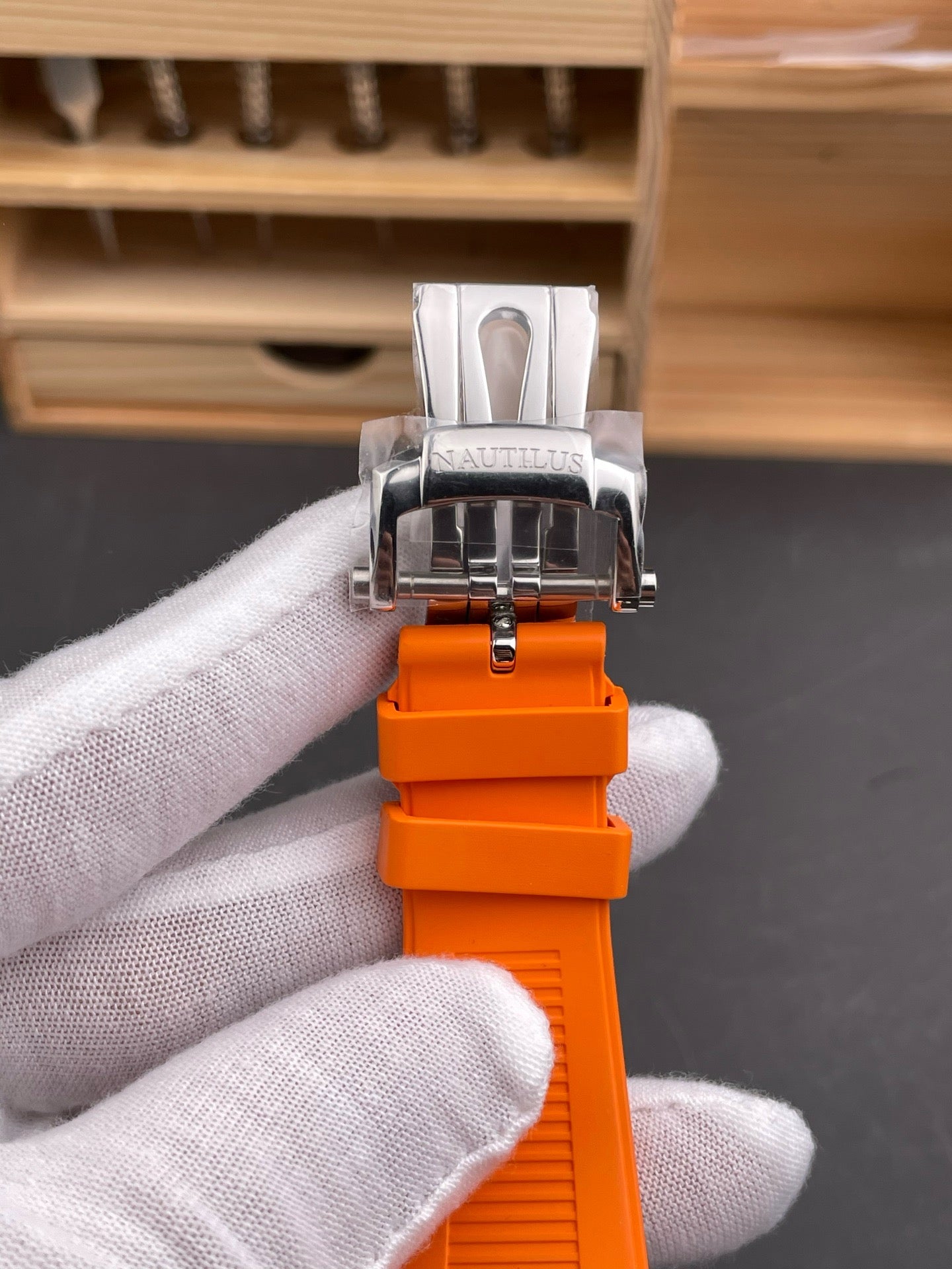 Orange black silver and Black silver Watch