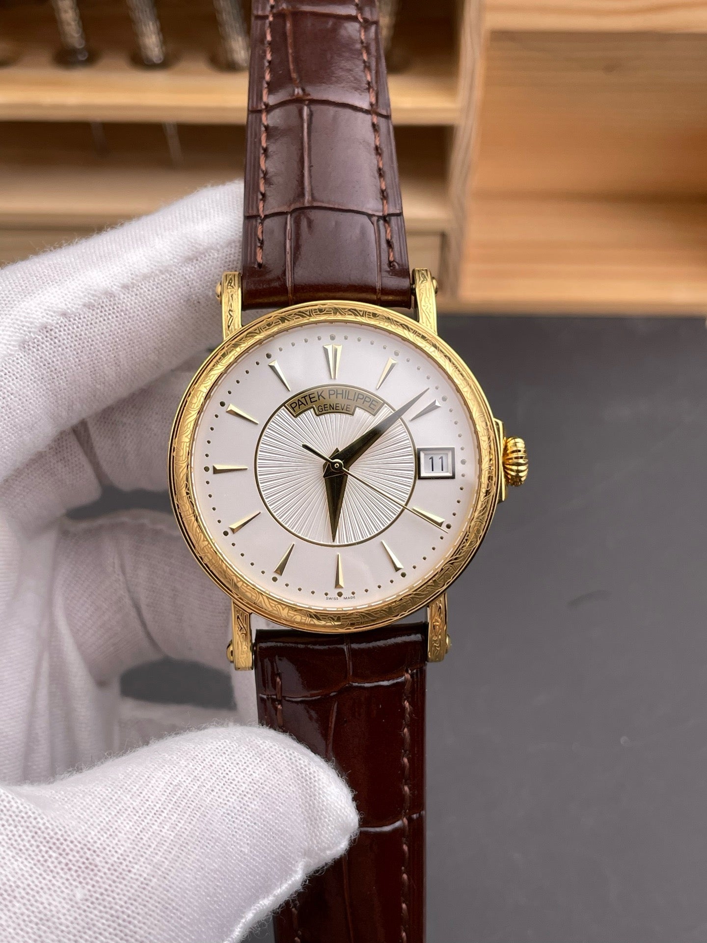 Black white and Brown white Watch