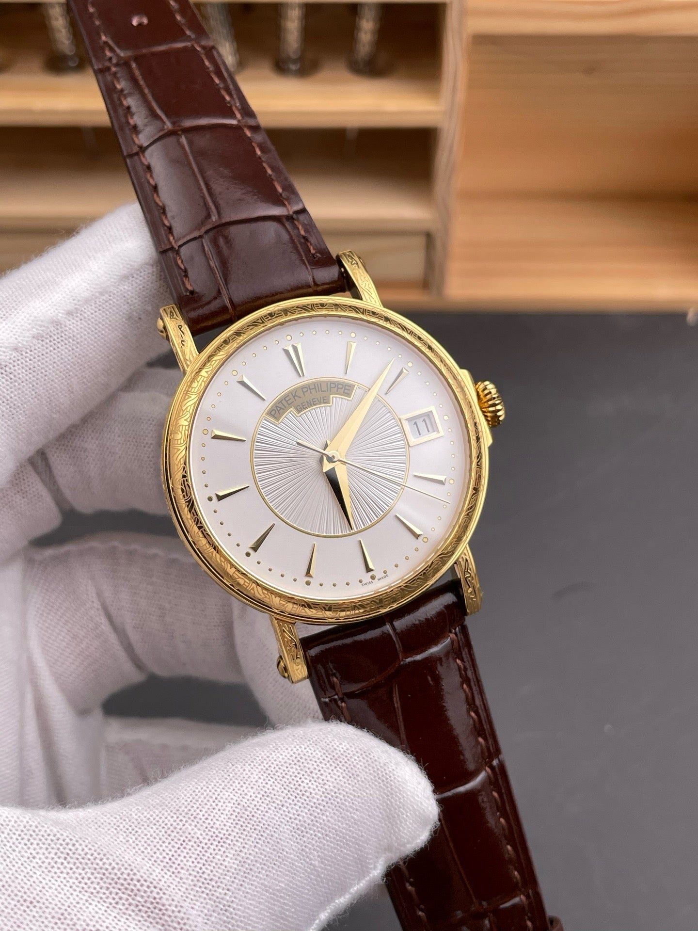 Black white and Brown white Watch