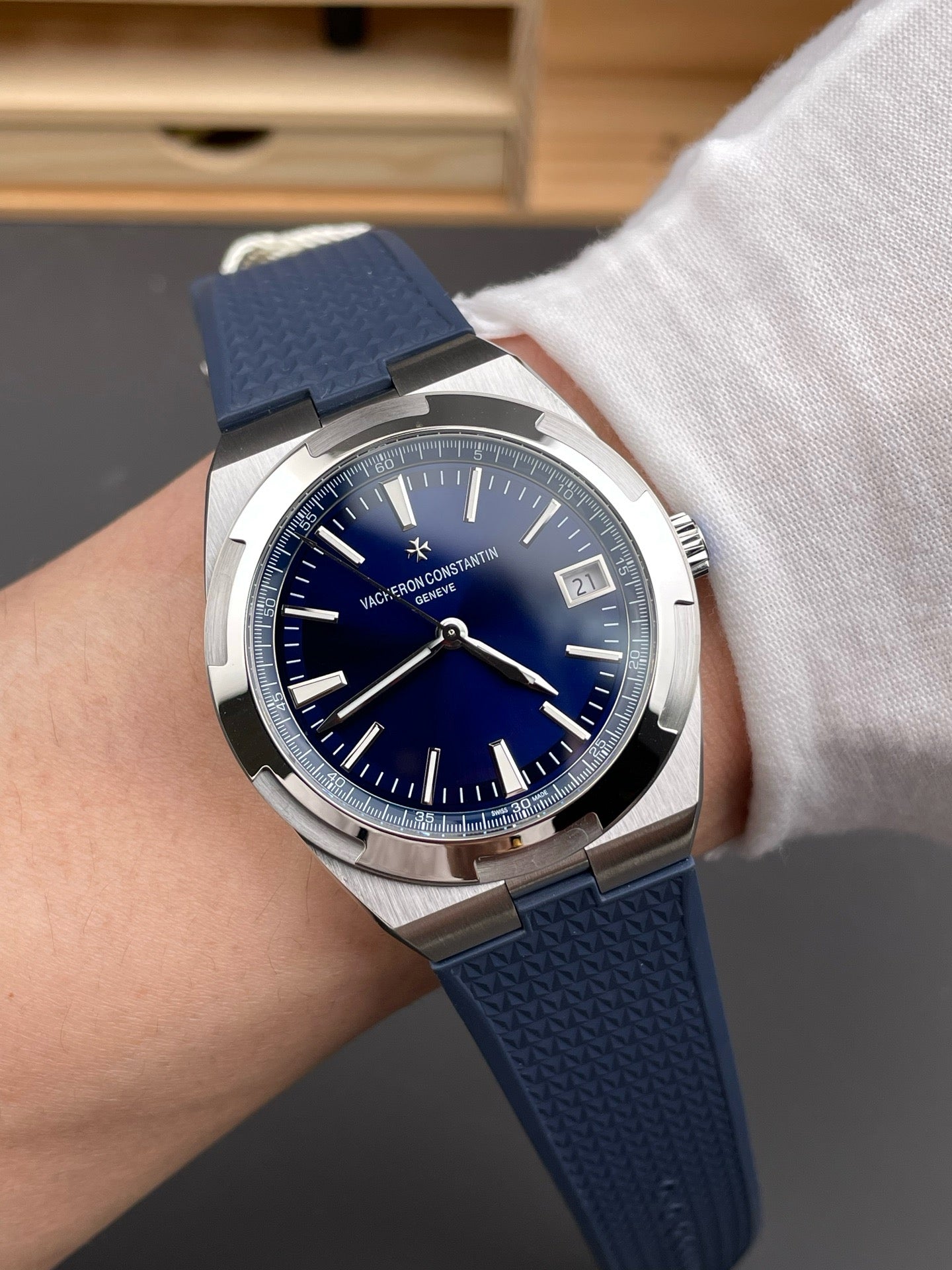 Blue silver and Black silver Watch