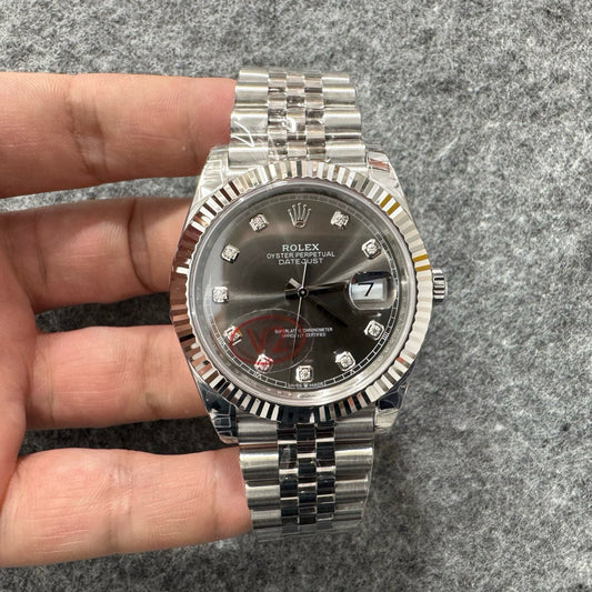 Slate grey Silver Watch