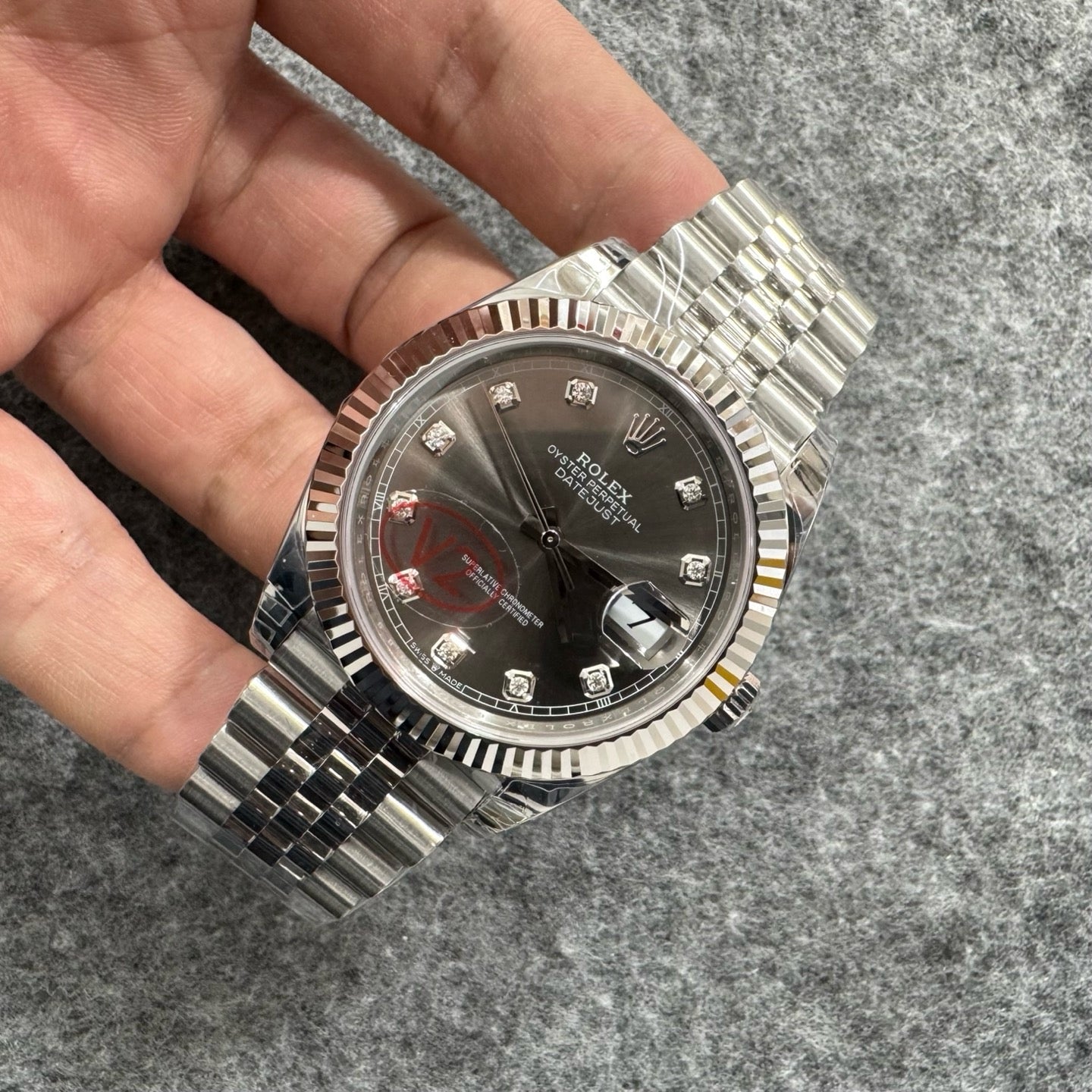 Slate grey Silver Watch