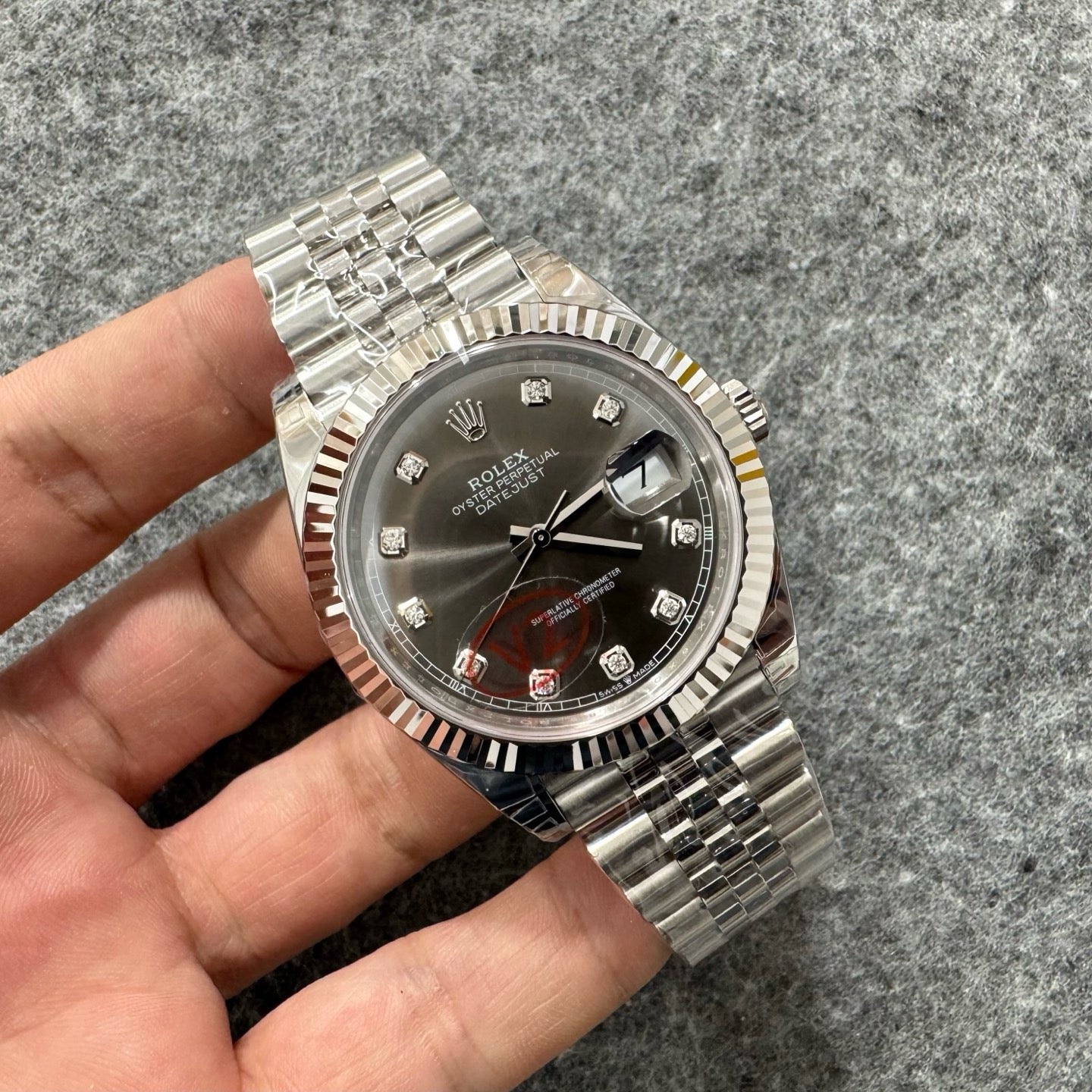 Slate grey Silver Watch